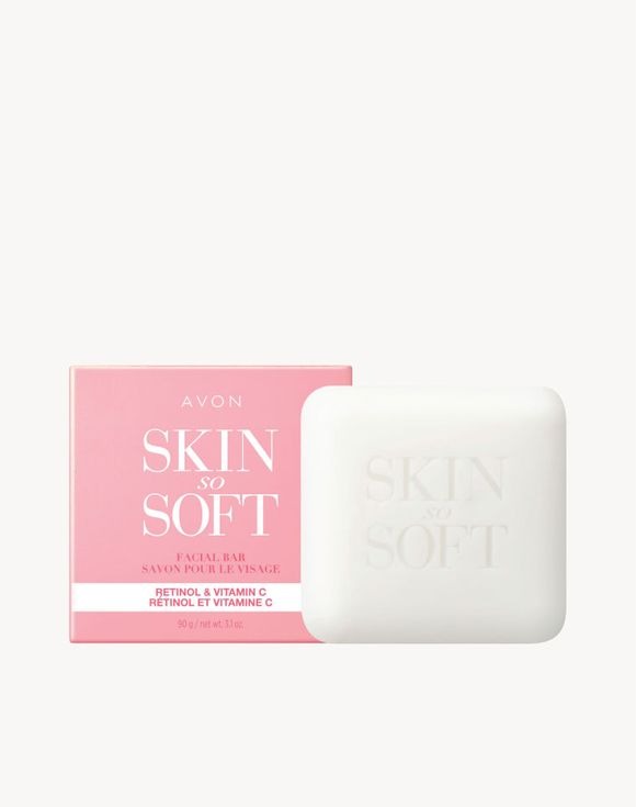 Skin So Soft Facial Bar Retinol & Vitamin C with packaging, designed to brighten and enhance skin clarity.